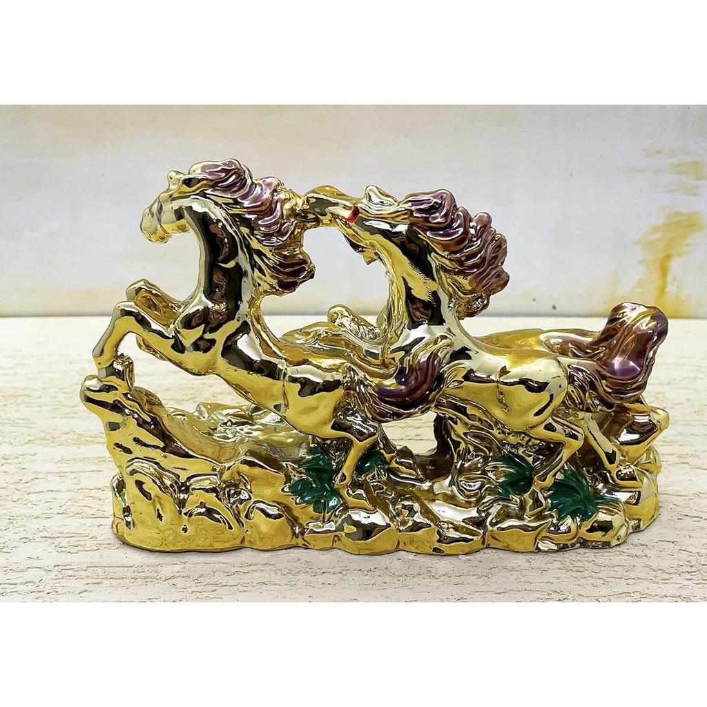 Exclusive Golden Polyresin Fengshui Victory Running Horse for Positive Energy Vibrations