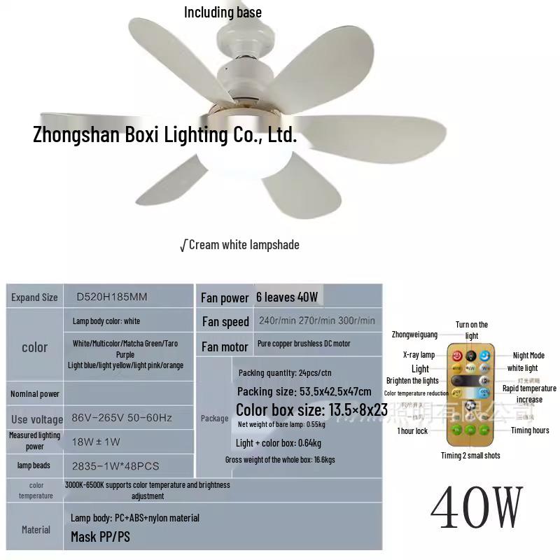 E27 Schraubsockel Leise Intelligente Deckenventilatorleuchte für Zuhause & Restaurant