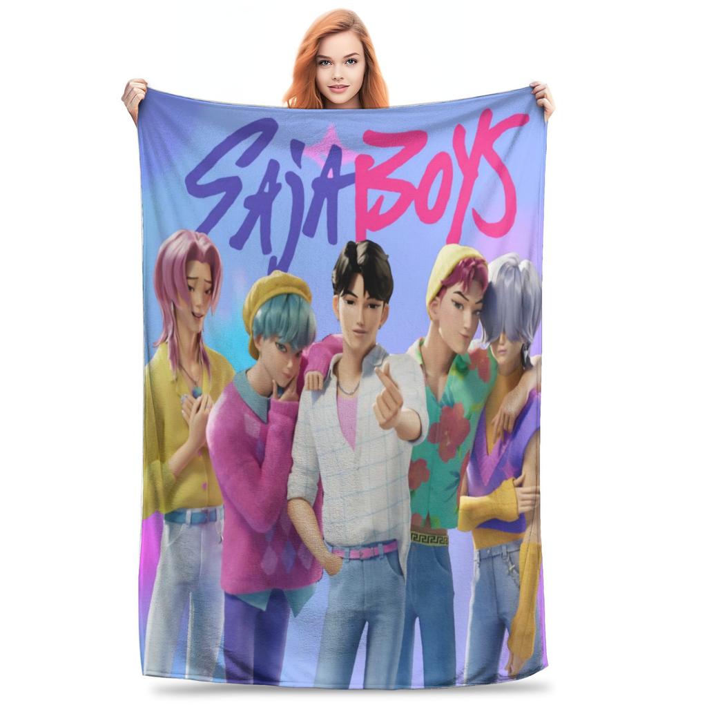 Super Warm BlanketBoy Girl Airplane Travel Saja Boys K Pop Demon Hunters Throw Blanket  Flannel Bedspread For Novelty Bed Cover