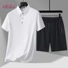 Yuzhaolin Men's Summer Polo T-Shirt & Shorts Set
