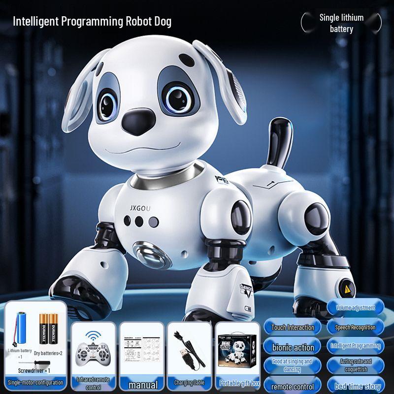 Educational Remote-Control Smart Robot Dog Toy - Walking & Barking Gift for Boys and Girls Voice Touch Version with Remote