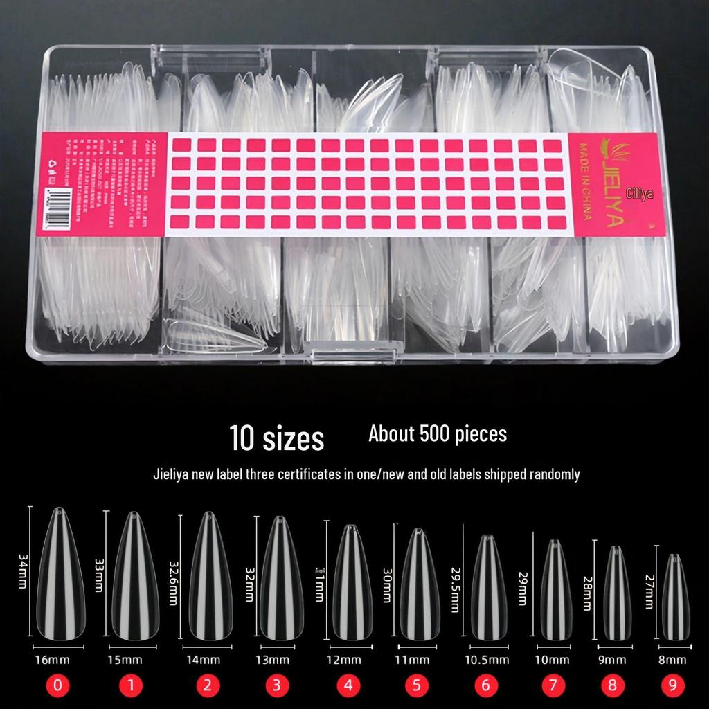 Jieliya Transparent Seamless Dual-Use Nail Tips - 50 Piece Pack