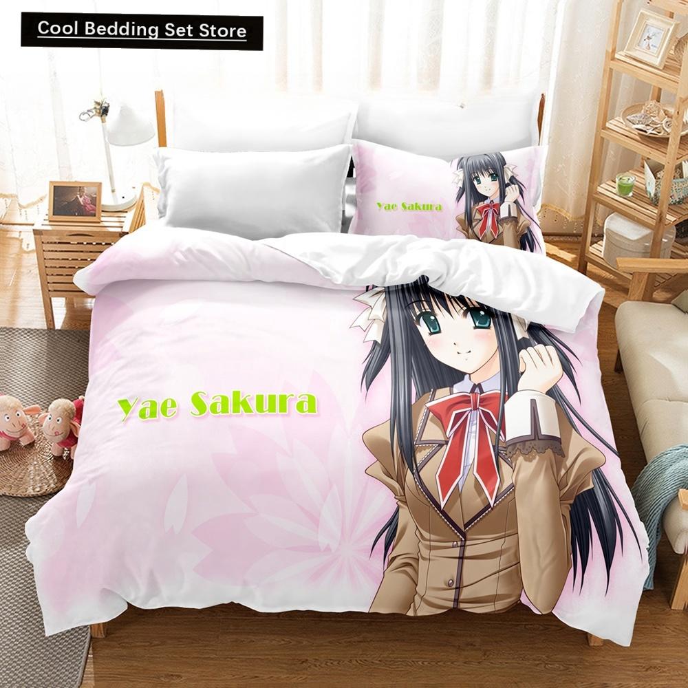 New 3D Priningt Kawaii Girls Yae Sakura (Shuffle!) Bedding Set Cartoon Anime Three-piece Set Adult Kid Bedroom Duvetcover Sets