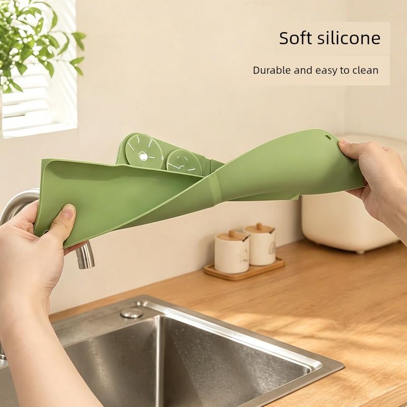 Foldable Splash-Proof Water Barrier with Suction Cups, Foldable Water Barrier for Kitchen Countertops, Anti-Splash Mat for Sink, Partition Board