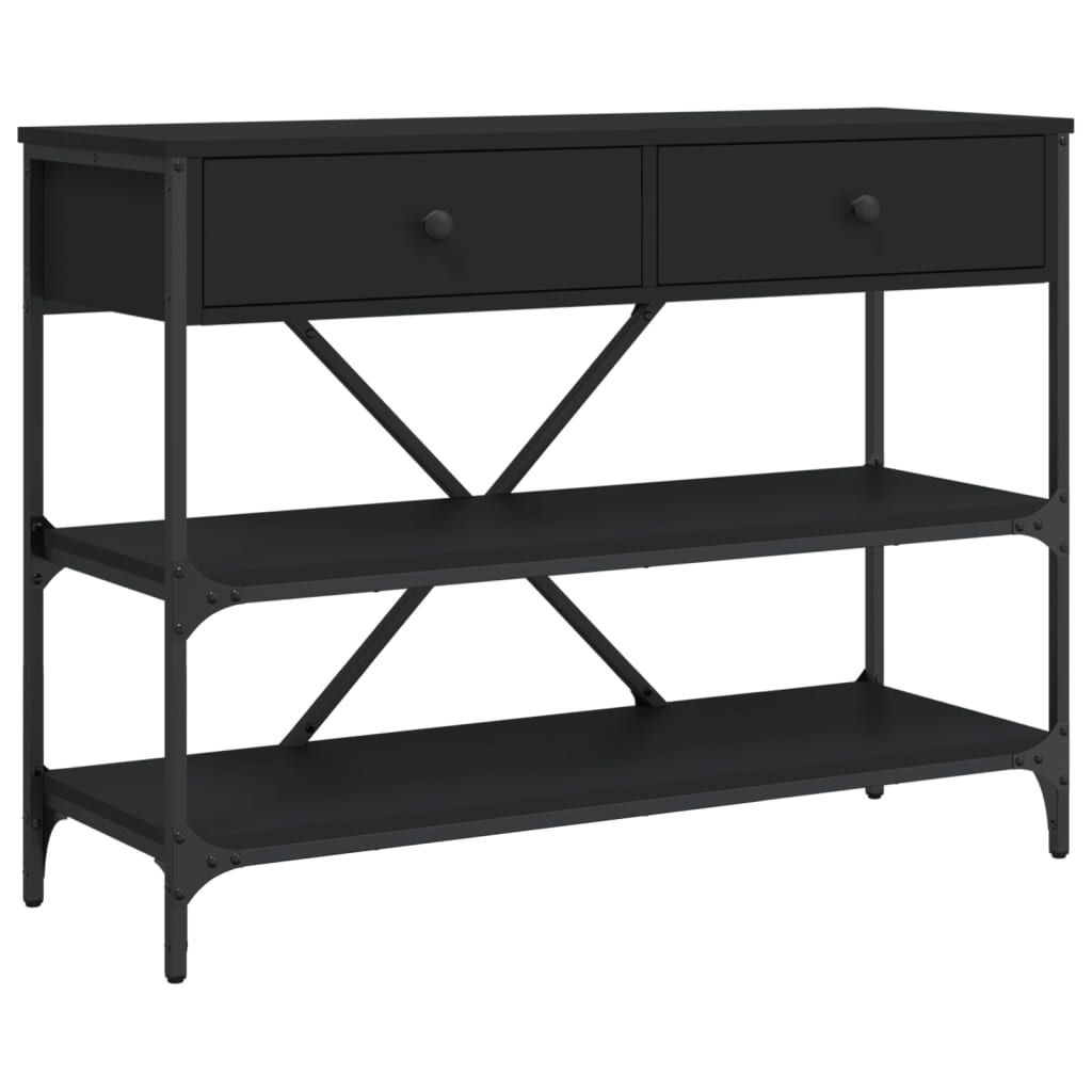 Console Table with Drawers and Shelves Black Particleboard