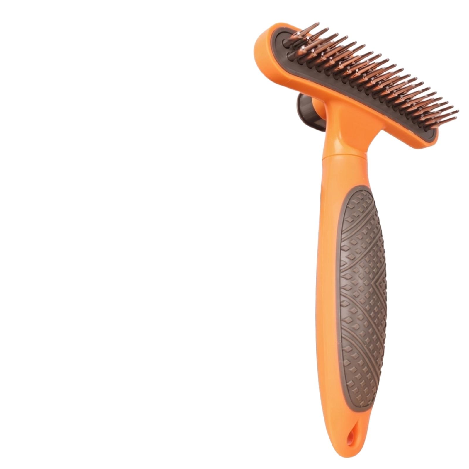 

Pet Grooming Brush with Stainless Steel Pins Self-Cleaning Hair Remover for Shedding and Fur Maintenance Suitable for Dogs and Cats one size помаранчевий