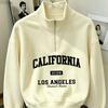 Damen-Sweatshirt für Herbst und Winter mit Stehkragen, halbem Reißverschluss, schulterfrei, lockerem Schnitt und trendigem Aufdruck