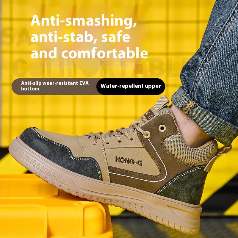 Adjustable Safety Toe Boots for Men Cushioned Work Sneakers Slip on Steel Toe Shoes Water Resistant Anti-Puncture Safety Shoes