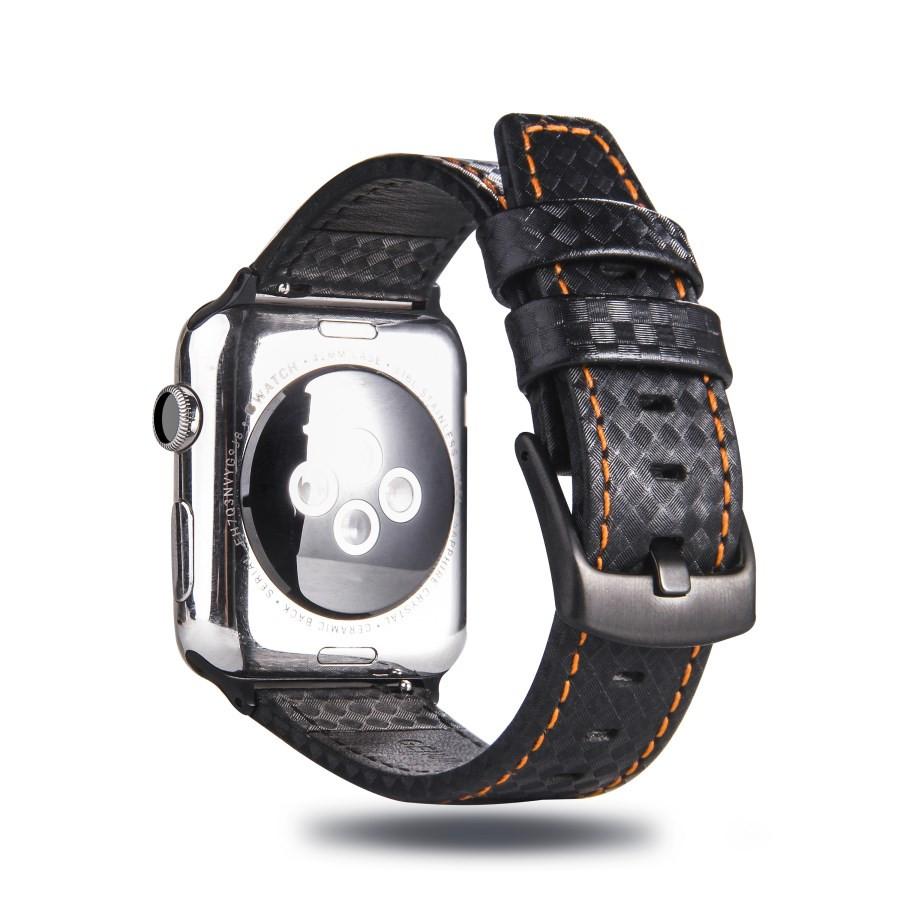 Fashion  Leather Carbon Fiber Strap for Apple Watch 9 8 7 Ultra Buckle Watch Bands for IWatch6 5 4 3SE 40 44 41 45mm 49mm Buckle Band Accessories