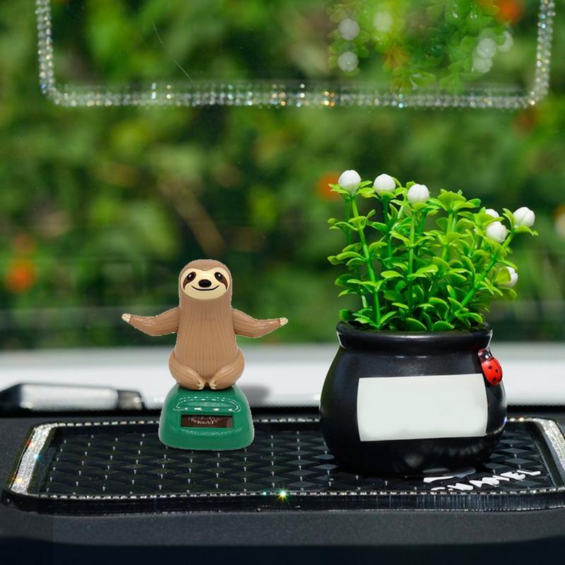 Car Dashboard Bobblehead Toy Solar Powered Sloth Solar Powered Shaking Hand Doll Sloth Animated Bobble Dancer for Car Table Home