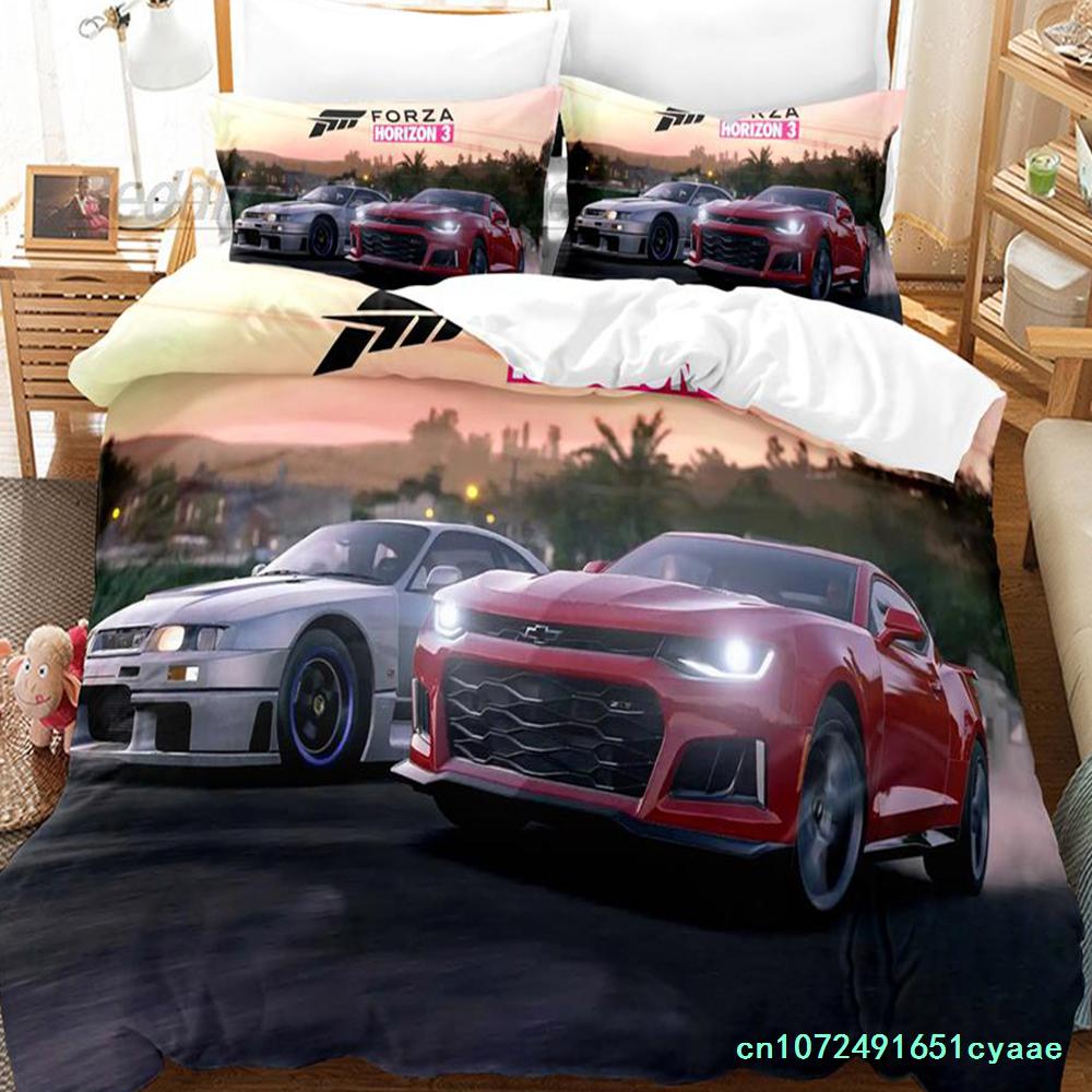 Forza Horizo Bedding Set Single Twin Full Queen King Size Bed Set Aldult Kid Bedroom Duvetcover Sets 3D Print  Sports Car
