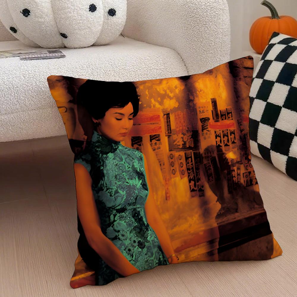 Chinese Nostalgic Reminiscent MMaggie Cheung Cushion Cover Throw Pillow Cover Hidden Button Durable Polyester Chair Cushion