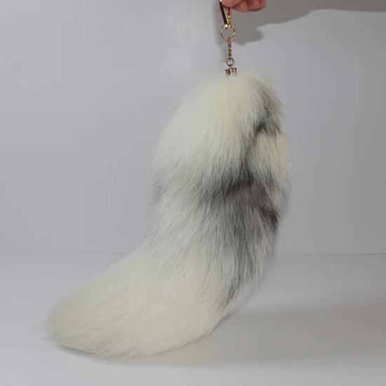 Handmade Natural Fox Skin Keychain, 40 Centimeters Long, Handbag Keychain, Backpack, Handbag/shoes/hat/charming Jewelry with Tassels for Cars