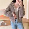 Korean Style Women's High Collar Thick Knit Zipper Sweater Jacket