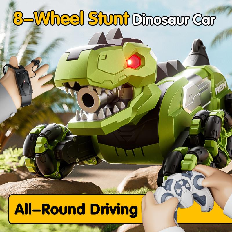 2026 Multifunktionale Y12 Dinosaurier Fernbedienungsautos 8WD RC Stunt-/Gesten-Erkennung RC Drift-Auto mit LED-Licht und Sprühfunktion Elektrisches Kinderspielzeug Geschenke