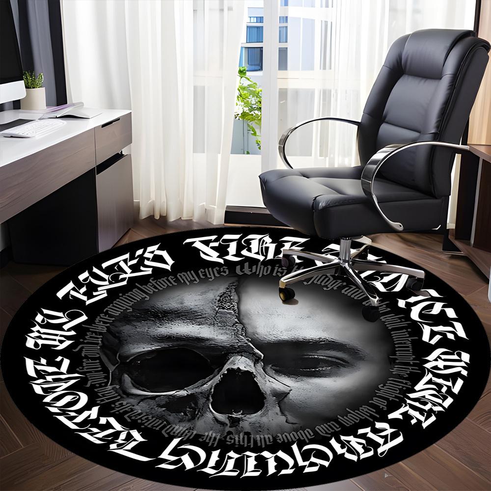 1pc Gothic Art Print Chair Carpet for Office, Round Non Slip Durable Large Size Office Carpet, Suitable for Office