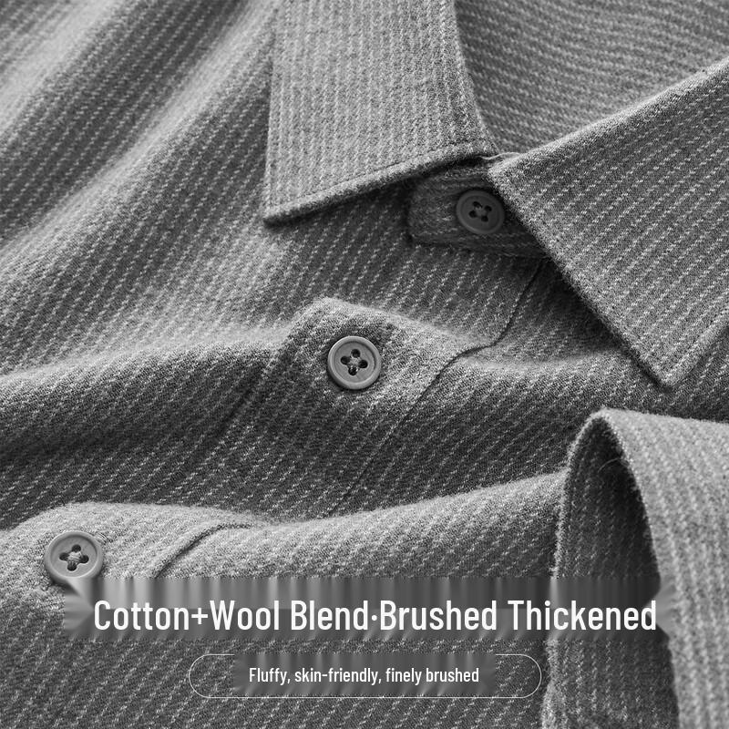 Shanshan Men s Wool Blend Brushed Long-Sleeve Shirt 2XL