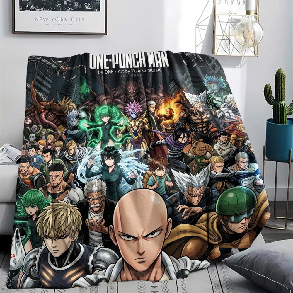 1PC Onepunch Man Patterned Flannel Blanket Suitable For All Seasons For Home Decor Warmth And Comfort Gifts Holiday Present