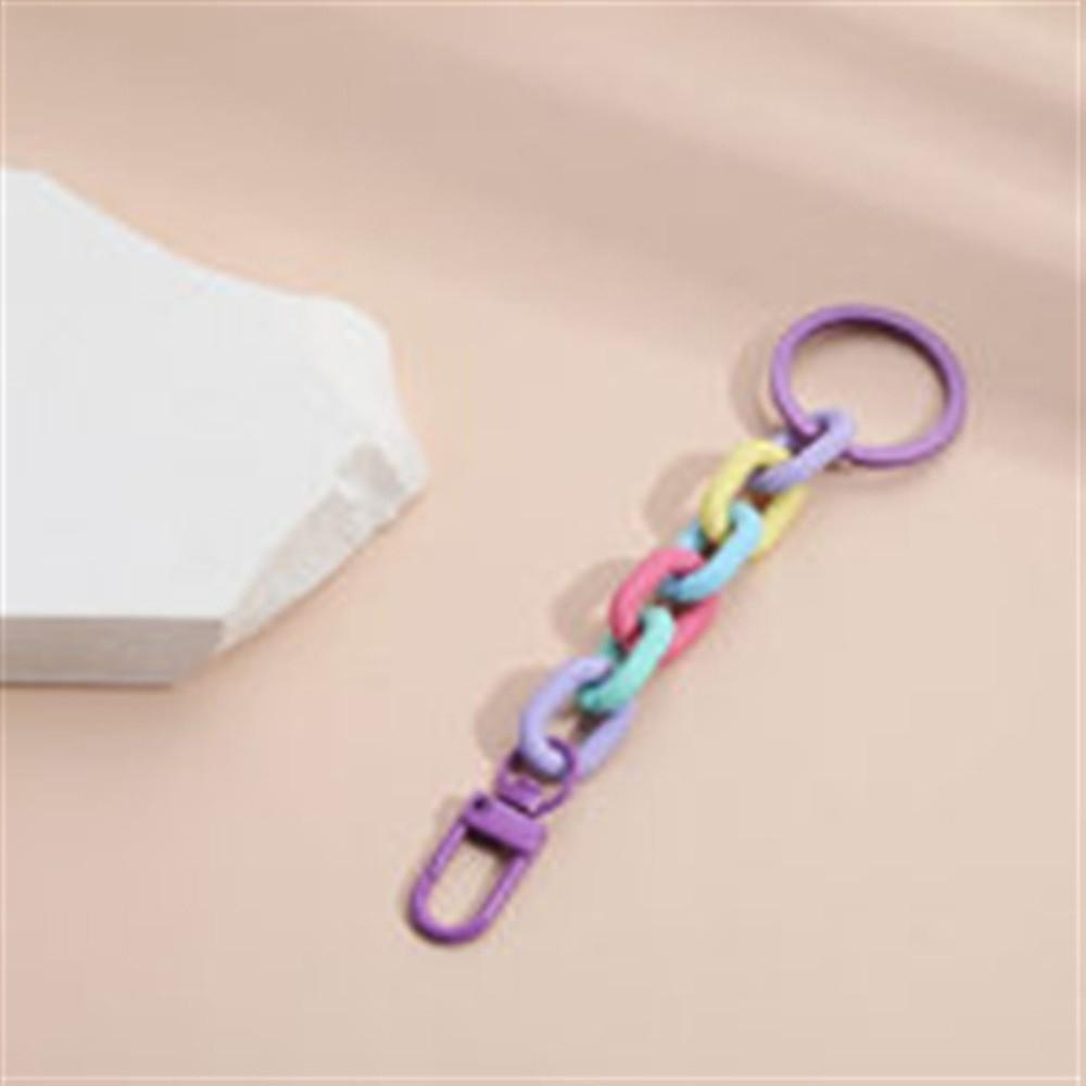 Matte Acrylic Chunky Chain Keychain Macaroon Color Keyring Bag Charm For Women