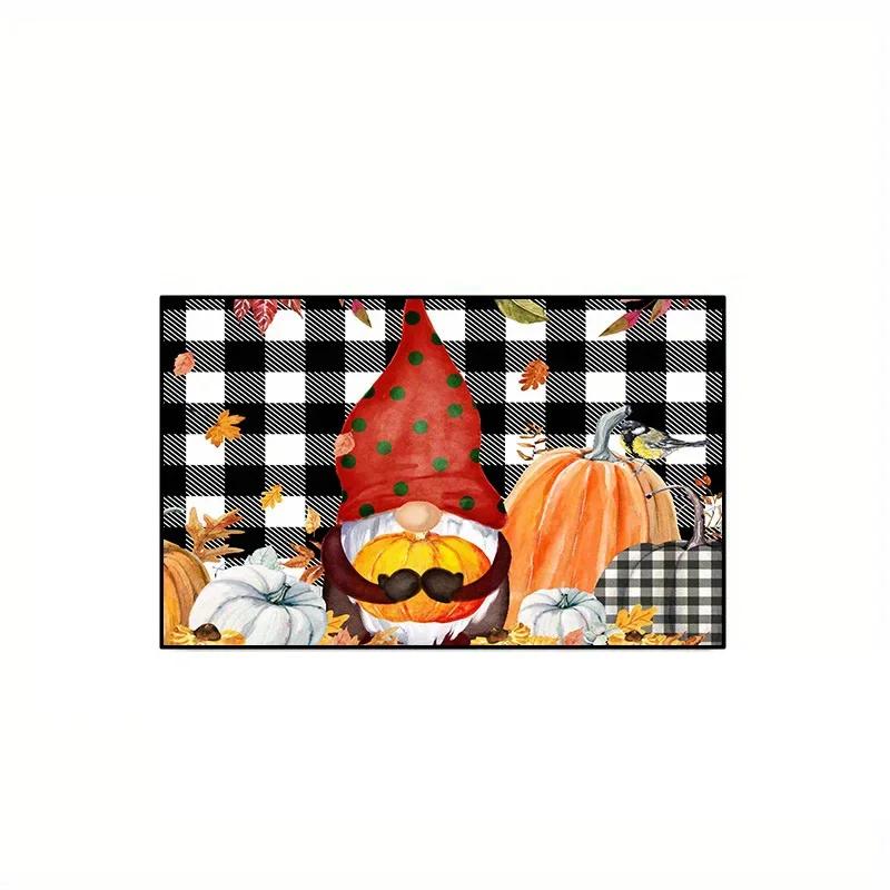 Fall Thanksgiving Pumpkin Gnomes Kitchen Floor Mat Decor Anti-slip Hallway Balcony Rugs Living Room Carpet Bedroom Doormat