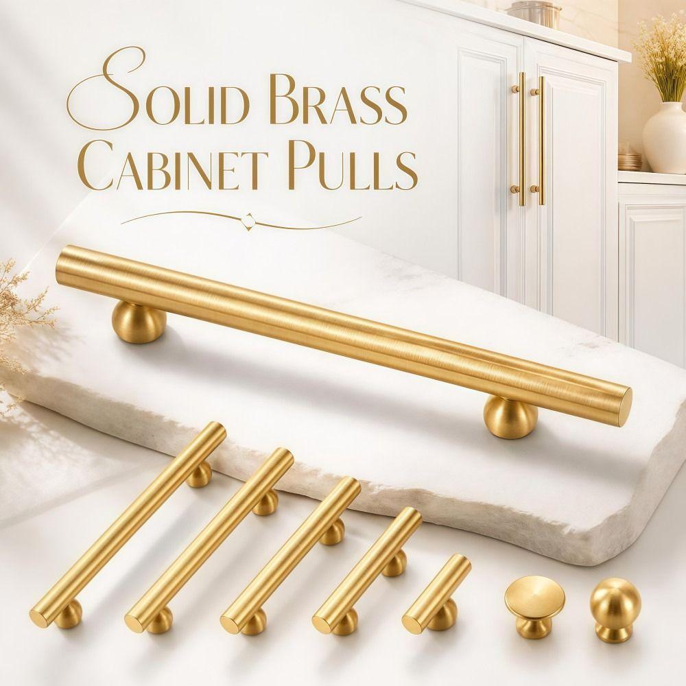 Minimalist Brass Cabinet Pulls Durable Gold Drawer Knobs Solid Brass Handles Cabinetry,Furniture