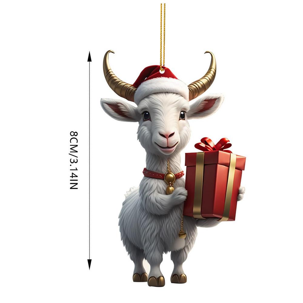 Christmas Cute Goat Home Party Decor 2D Christmas Tree Ornaments For Home Xmas Decoration Party Supplies