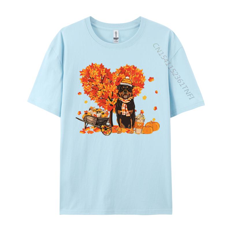 Rottweiler Rottie Autumn Tree Fall Tshirt Unisex Printed Tshirts Gifts Tees Shirt Male Cotton Clothing