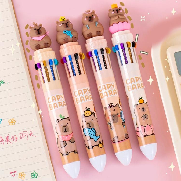 Cartoon Multicolor Pen for Color Coding Writing Drawing Journaling 10 Color-in-1 Writing Pen Multicolored Ballpoint Pen