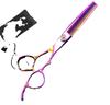 6.0" Pink Plum Blossom Hairdressing & Barber Scissors with Straight and Serrated Shears, Customizable LOGO