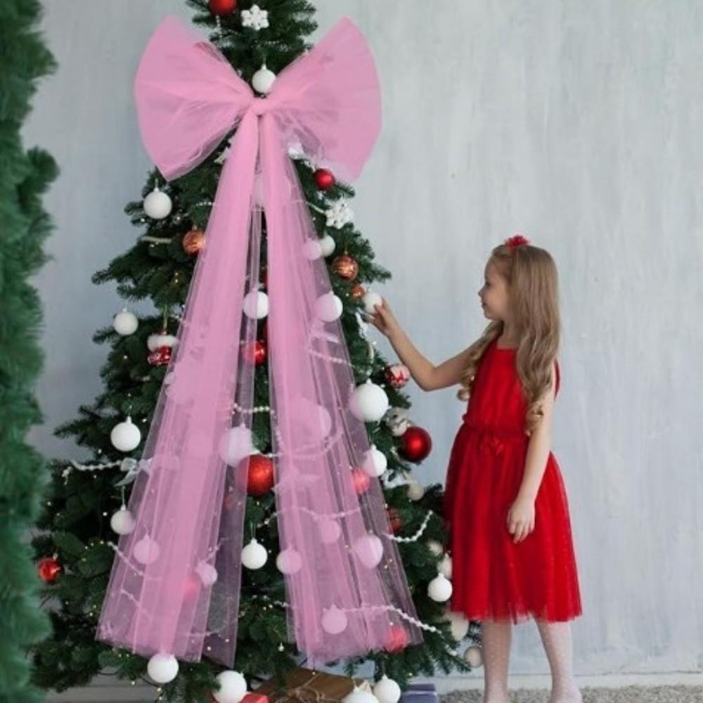 Solid Color Christmas Tree Topper Bow Soft Draping Christmas Wreaths Bow Christmas Tree