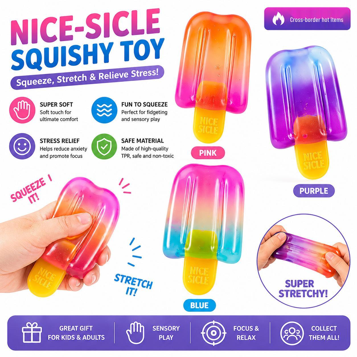 Cross-Border Decompression Toy: Needoh Dippin Dazzler Snow Cone Squeeze Toy
