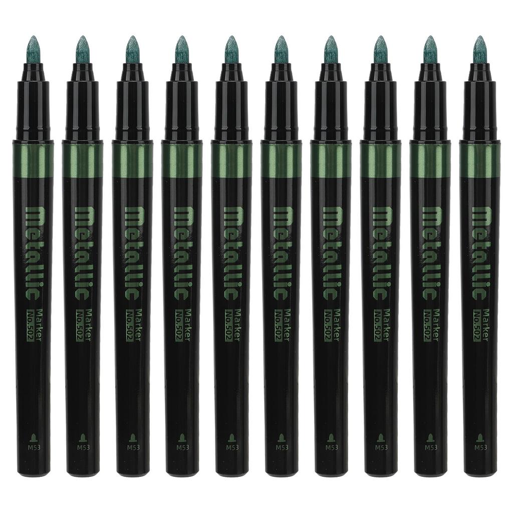 10PCS Metallic Marker Pens Emerald Marker Pens for Graffiti Wood Painted Ceramics Glass Fluid Spread Graffiti Marker Pen