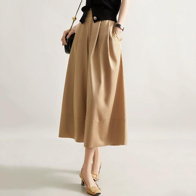 Elegant Tencel Drapey Wide-Leg Skirt-Pants - Summer 2026 Slimming Style S (75-90 jin)