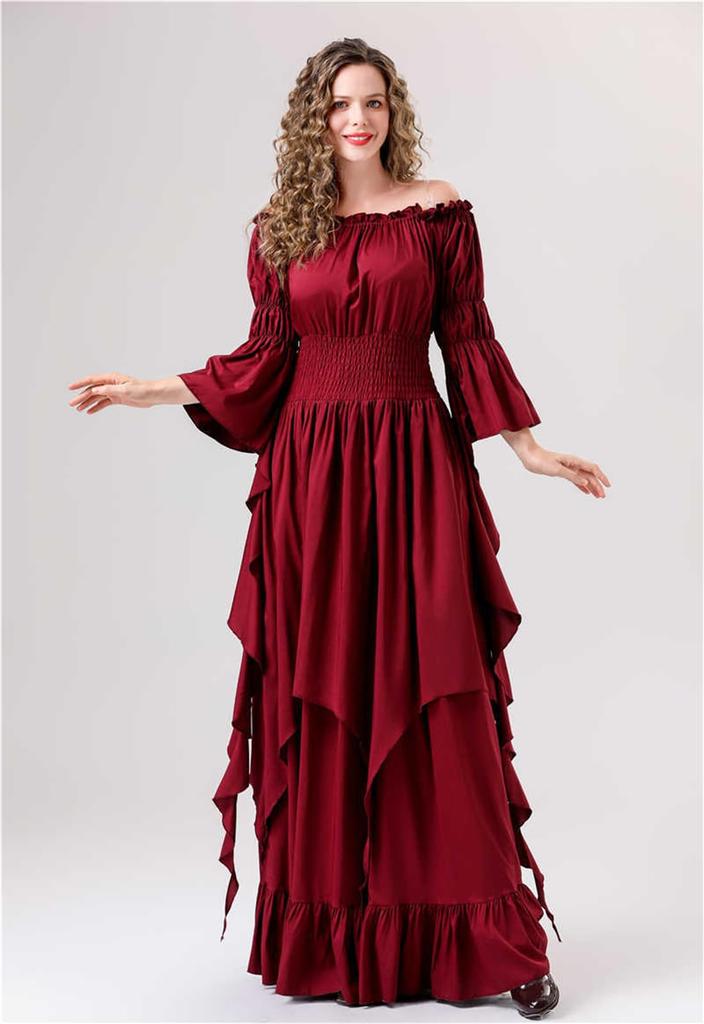 Qichenk Women's Medieval Princess Dress, Western-style, Club Dress, Lace, Stage Costume, Royal Outfit, Princess Line Dress, Luxurious Dress, Perfect F