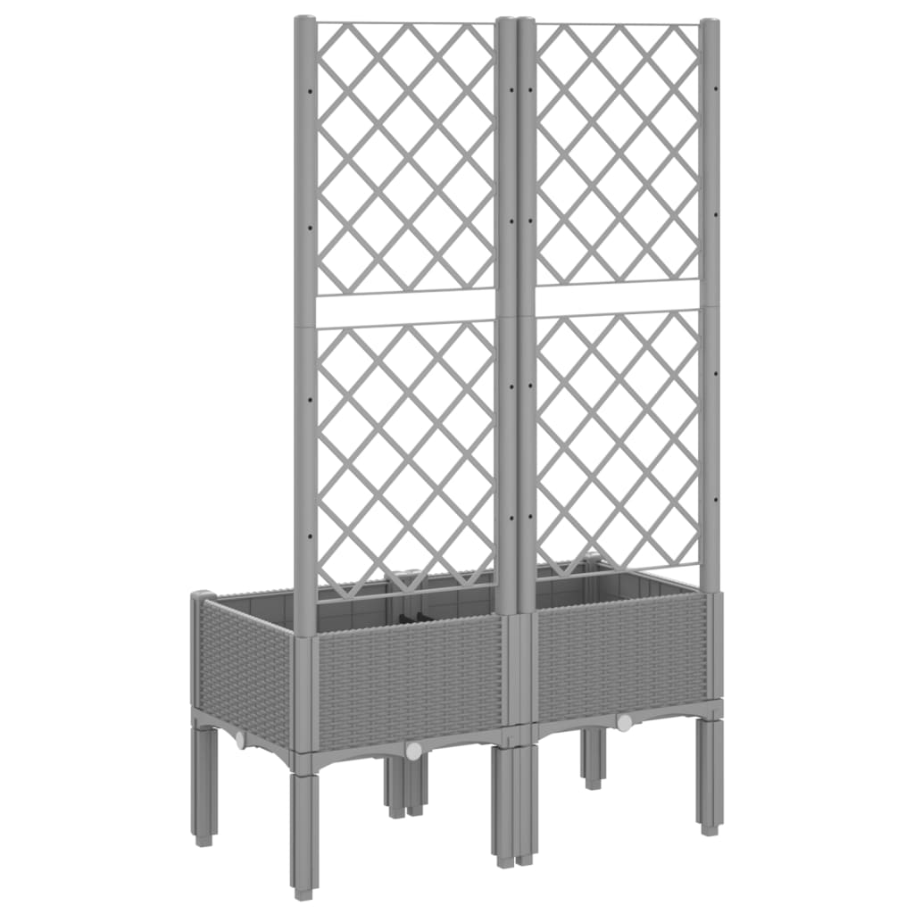 Planter with Trellis Light Grey 80 X 40 X 142 Cm PP