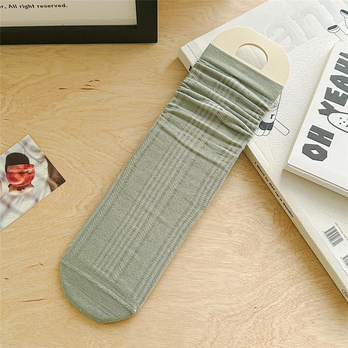 

Белые средние носки-трубы, дышащие, впитывающие пот сетчатые носки для студенток, хлопковые носки, повседневные, универсальные и нелиняющие, шелковые One Size зелёный