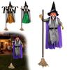Haunted House Thrilling Surprises 180cm Halloween Props, Flying Witch Decoration with Scary Sounds & Lights, Outdoor Hanging Decor for Garden