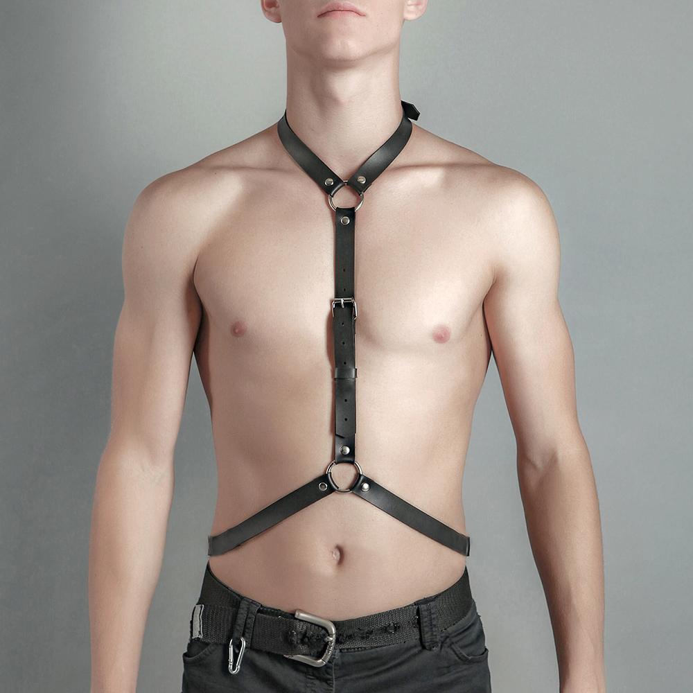 Fetish Gay Leather Chest Harness Men Harness Adjustable Sexual Body Bondage Cage Harness Belts Rave Gay Clothing for Adult Sex
