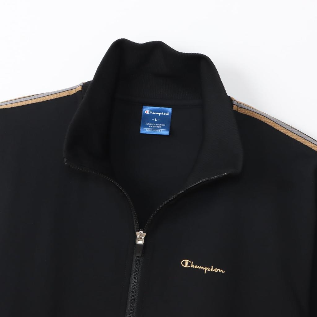 Long Quick Script Logo Zip Basic Black [Champion] Jacket, Sleeve, Stretch, Dry, Embroidery, Jacket, Sports, C3-ASE01, Men's,
