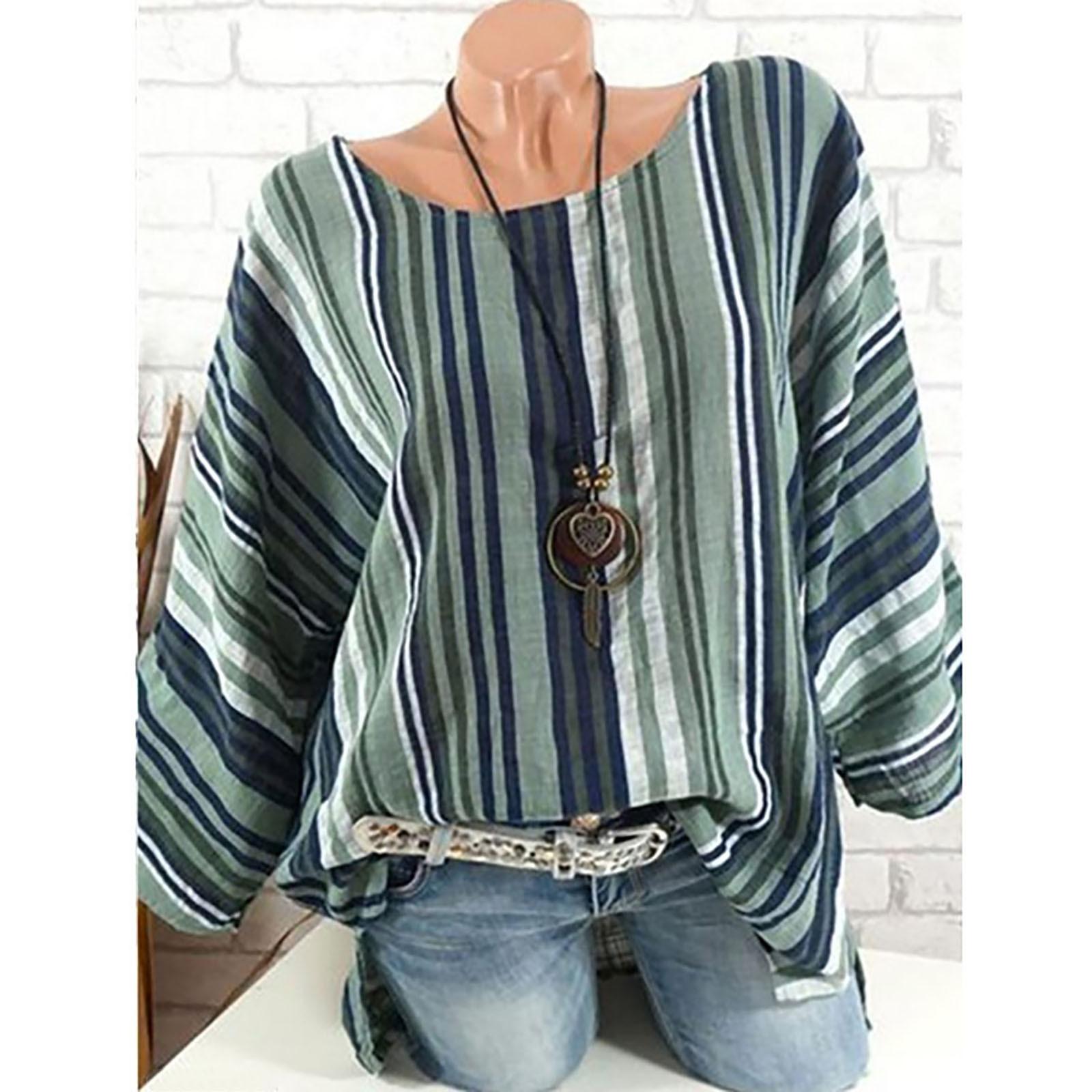 

Женские летние повседневные топы с принтом и длинным рукавом, блузка, футболка XXXXL зелёный