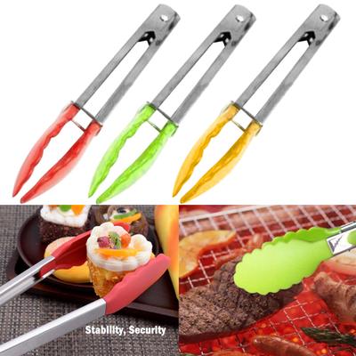 1PC Cooking Silicone Food Serving BBQ Tongs Handle Utensil Food Serving Grill Food Tongs for Kitchen