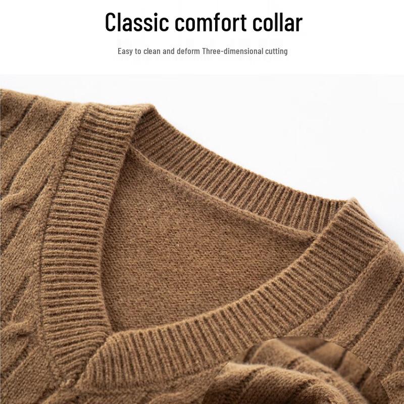 Hengyuanxiang Men's V-Neck Wool Blend Vest