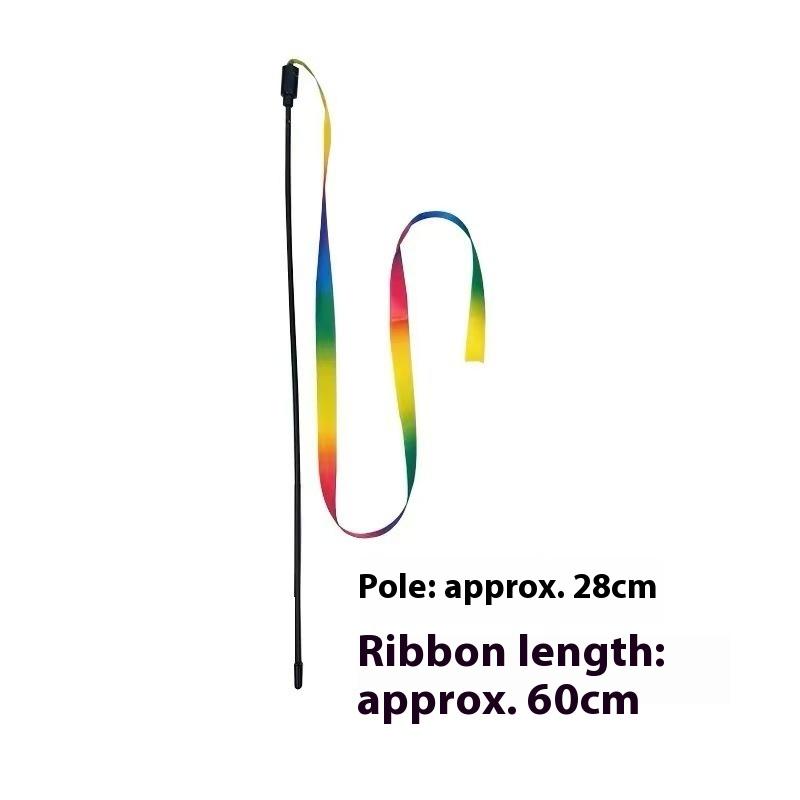 Double-sided rainbow gradual change color teasing cat stick cat toy long pole biting cat Internet celebrity pet toy teasing cat stick artifact