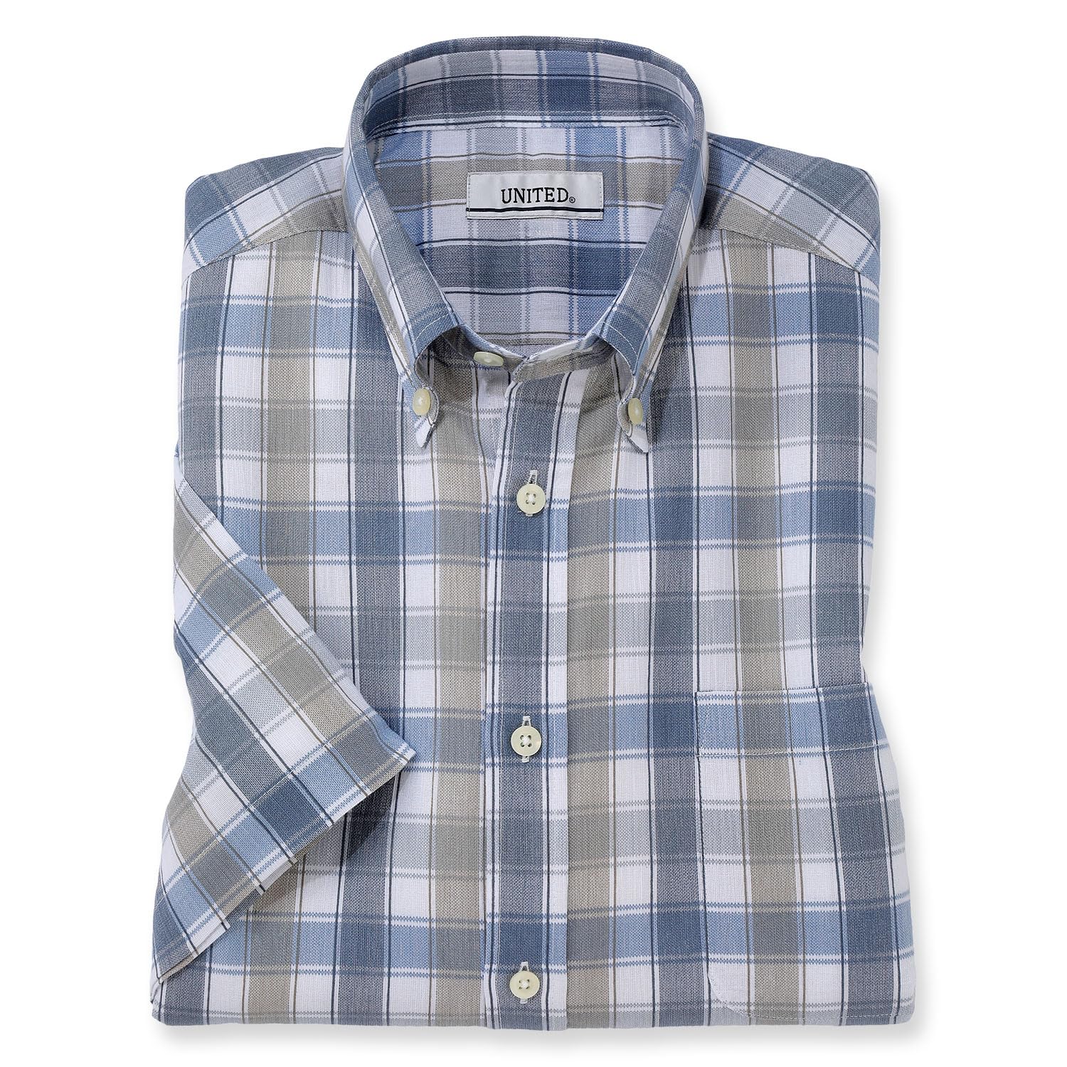 

сделано в Такасима Чидзими темно-синий [UNITED] Рубашка с коротким рукавом, Япония, мужская, на пуговицах, (JP, алфавит, M, серый)