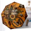 1pc Sturdy 8-Bone Auto Umbrella, Vintage Western Sunflower Dragonfly Umbrella, Digital Printed, Foldable Umbrella for On-the-Go Outdoor Use