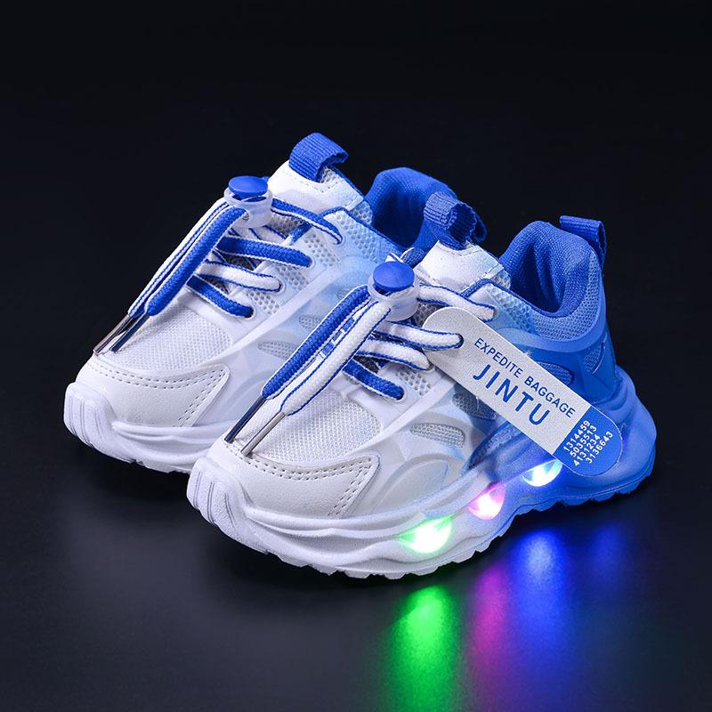 2025 Spring Kids' Light-Up Gradient Mesh Running Shoes – Trendy and Casual for Toddlers and Boys