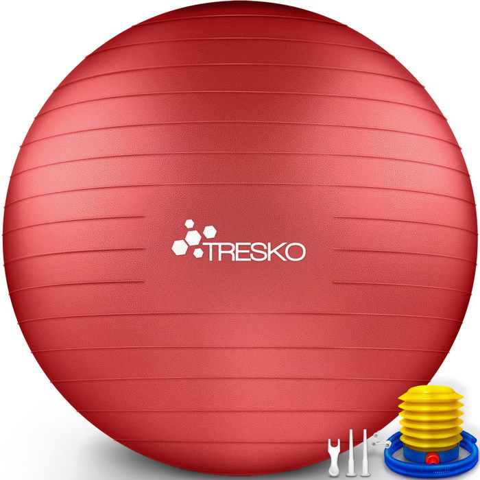 Ballon de Gymnastique - TRESKO - Rouge - 75 cm - Anti-éclatement - 300 kg