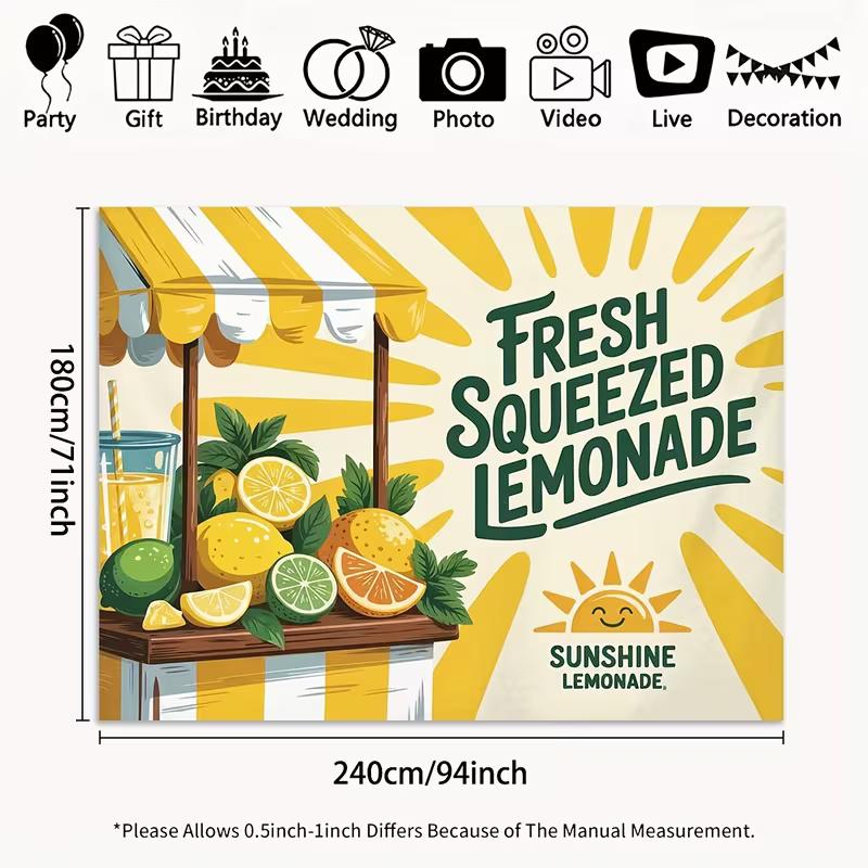 2D Fresh Squeezed Lemonade Backdrop Summer Lemonade Stand Photography Background