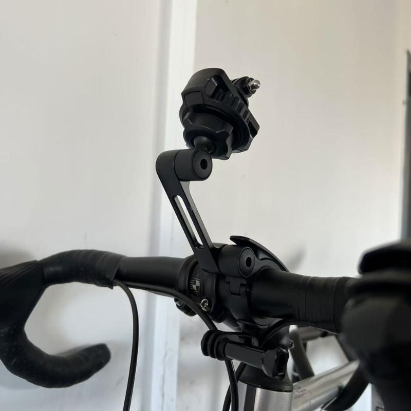 17mm Ball Head with 1/4in Adapter & Action Camera Bracket Motorcycle Bike Handlebar Camera Mount Rotating Holder Clamp