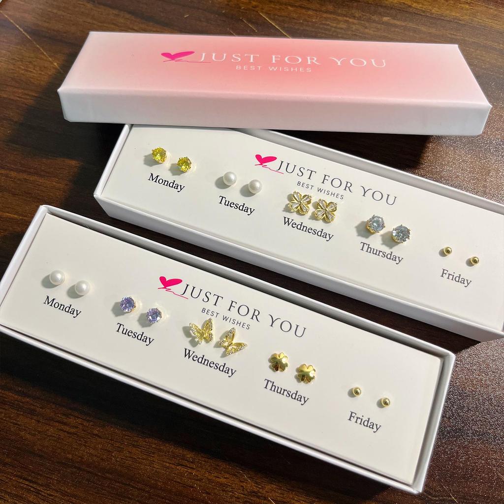 Weekly Gift Box: Star, Moon, Butterfly & Flower Bow Stud Earrings for Girls